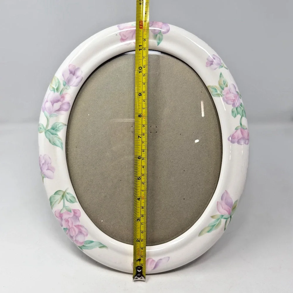 Vintage Floral Ceramic Porcelain Oval Picture Frame Shabby Chic 12x10